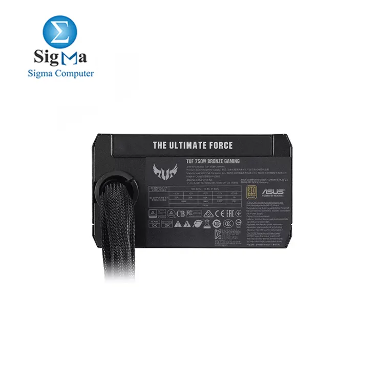 ASUS TUF 750W 80  Bronze PSU with dual ball fan  full protection features  and rich connectivity including 4 PCIe  8 SATA  and dual CPU connectors.