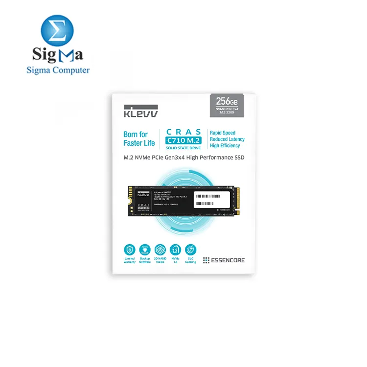 Klevv Cras C710 256GB M.2 Pcie 3x4 Nvme 3D NAND SSD Read Speed 1950MB S Write Speed 1250MB S K256GM2SP0-C71
