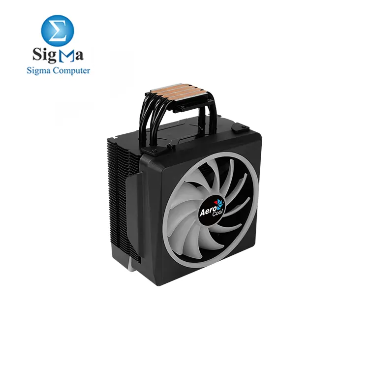 Aerocool Cylon 4F ARGB CPU Air Cooler with 4 heat pipes  120mm ARGB fan  800   1800 RPM   supports up to 145W TDP  and compatible with Intel LGA 1700   AMD AM5 sockets