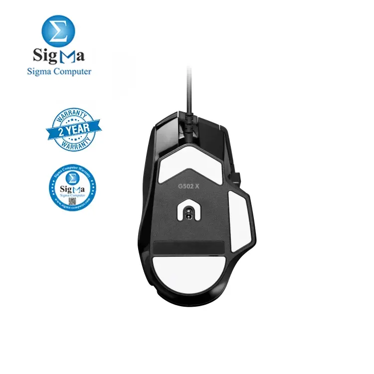 Logitech G502 X Gaming Mouse features a HERO 25K sensor  100-25 600 DPI   13 programmable buttons  5 onboard memory profiles  low-friction PTFE feet  and a 2-year warranty