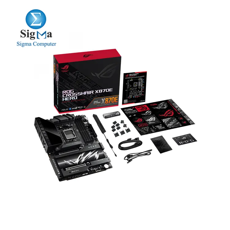 ASUS ROG CROSSHAIR X870E HERO , AMD AM5 socket, supports up to 192GB DDR5 RAM, dual PCIe 5.0 x16 slots, 5 M.2 slots, with Wi-Fi 7 , Bluetooth 5.4