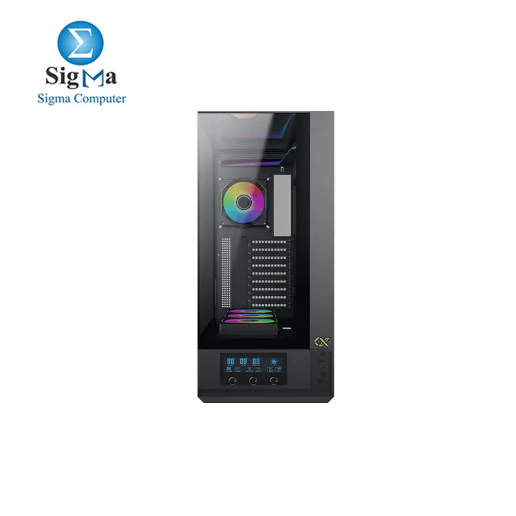  Xigmatek Vision Pro with BTF support and LCD display control  supports up to 480mm radiators  9 expansion slots  EATX compatibility  420mm GPU  and 180mm CPU cooler clearance  with USB 3.0 and Type-C ports.