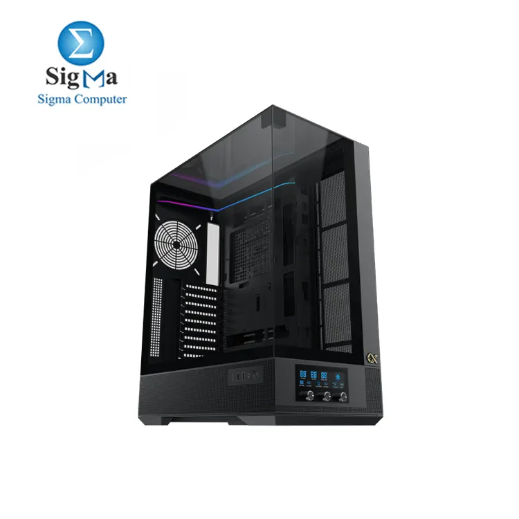  Xigmatek Vision Pro with BTF support and LCD display control  supports up to 480mm radiators  9 expansion slots  EATX compatibility  420mm GPU  and 180mm CPU cooler clearance  with USB 3.0 and Type-C ports.