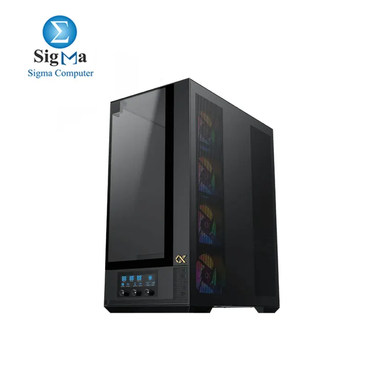  Xigmatek Vision Pro with BTF support and LCD display control  supports up to 480mm radiators  9 expansion slots  EATX compatibility  420mm GPU  and 180mm CPU cooler clearance  with USB 3.0 and Type-C ports.