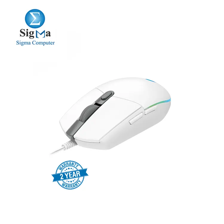 Logitech G102 LIGHTSYNC Gaming Mouse features 8 000 dpi  6 programmable buttons  LIGHTSYNC RGB lighting  1000Hz report rate  and a 2.1m cable 910-005824 