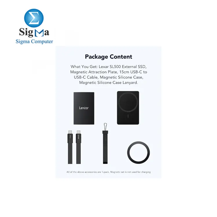 Lexar SL500M 1TB External SSD with Magnetic Set  USB3.2 Gen2x2 Portable SSD  up to 2000MB s Read  Compact External Solid State Drive Ultra Slim Compatible with iPhone 15 Series Mac PS5 XBOX Laptop PC