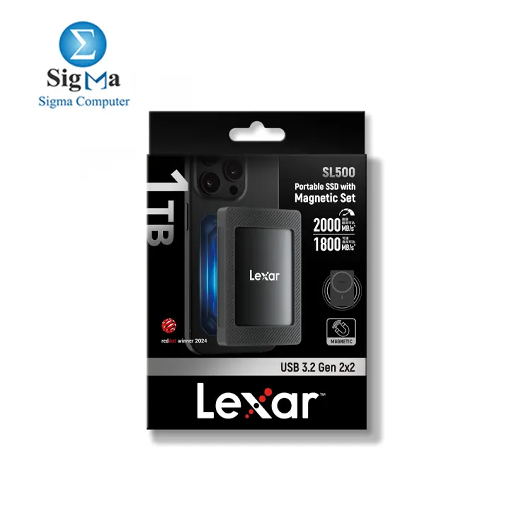 Lexar SL500M 1TB External SSD with Magnetic Set  USB3.2 Gen2x2 Portable SSD  up to 2000MB s Read  Compact External Solid State Drive Ultra Slim Compatible with iPhone 15 Series Mac PS5 XBOX Laptop PC