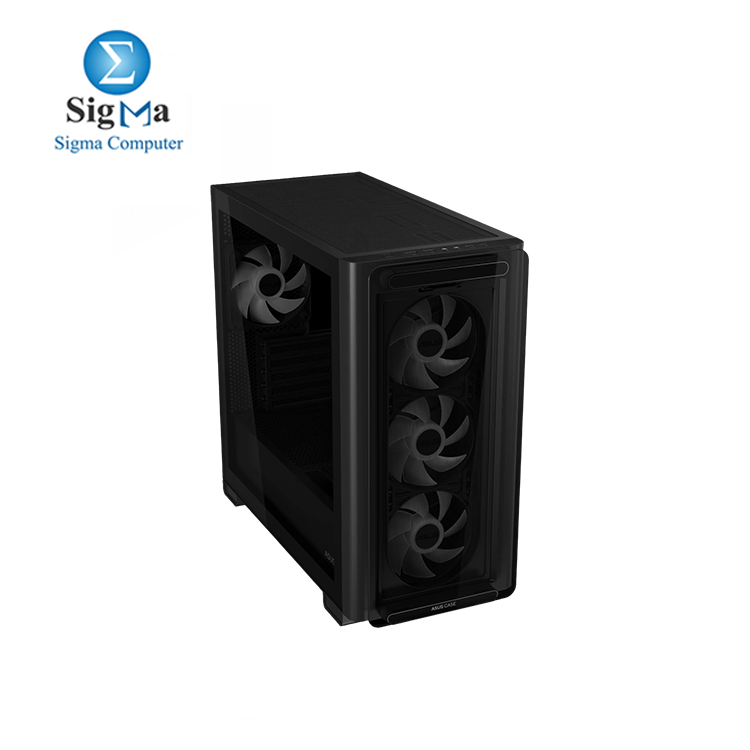 ASUS A23 Plus TG ARGB Black microATX PC Case  Pre-Installed ARGB Fans  Mesh Front Panel  Compatible with Hidden Port Motherboards  360mm Radiators  380mm Graphics  Black 