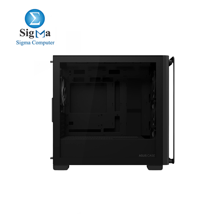 ASUS A23 Plus TG ARGB Black microATX PC Case  Pre-Installed ARGB Fans  Mesh Front Panel  Compatible with Hidden Port Motherboards  360mm Radiators  380mm Graphics  Black 