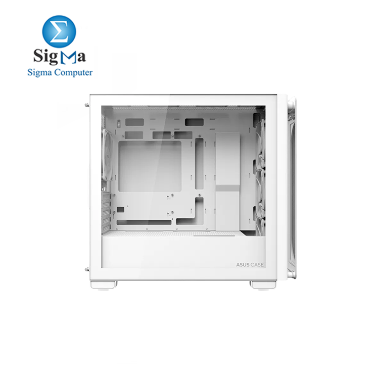 ASUS A23 Plus TG ARGB WHITE microATX PC Case  Pre-Installed ARGB Fans  Mesh Front Panel  Compatible with Hidden Port Motherboards  360mm Radiators  380mm Graphics  Black 