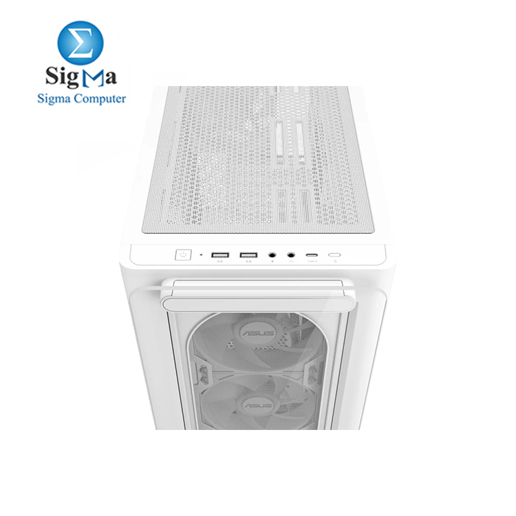 ASUS A23 Plus TG ARGB WHITE microATX PC Case  Pre-Installed ARGB Fans  Mesh Front Panel  Compatible with Hidden Port Motherboards  360mm Radiators  380mm Graphics  Black 