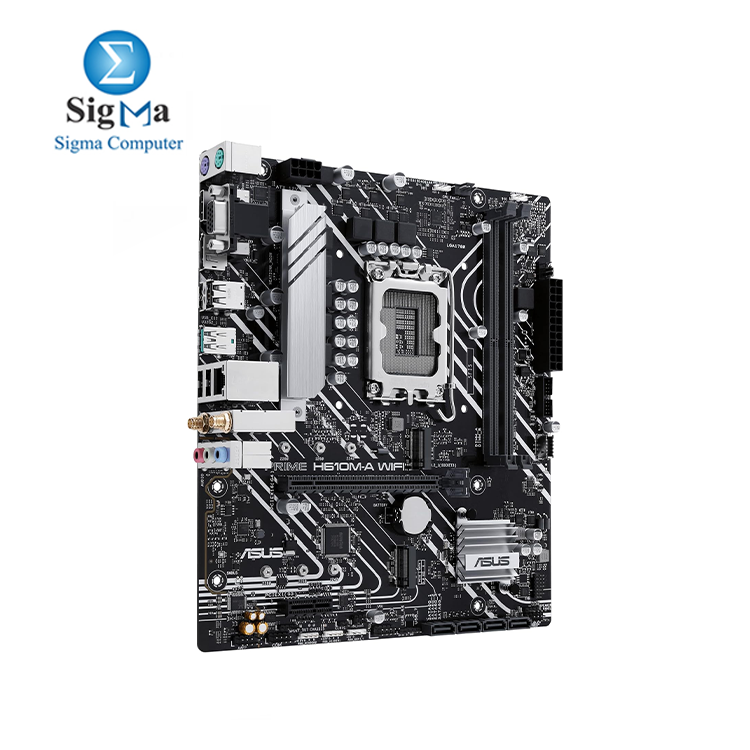 ASUS PRIME H610M-A WIFI DDR5  LGA 1700 mATX motherboard with DDR5 PCIe 4.0 dual M.2 slots  Intel 1Gb Ethernet  WIFI 5  DisplayPort HDMI  VGA  USB 3.2 Gen 2 ports  Addressable Gen 2 headers