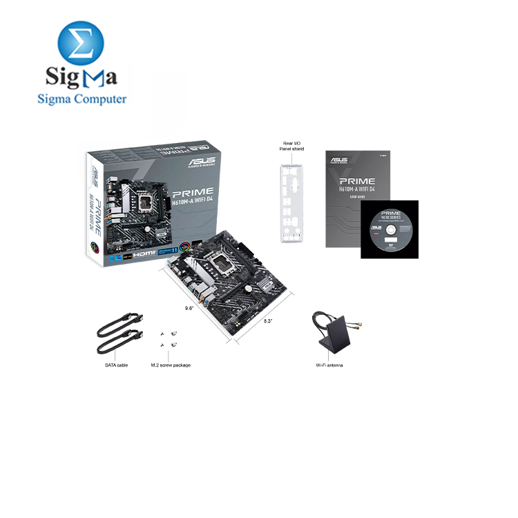 ASUS PRIME H610M-A WIFI DDR5  LGA 1700 mATX motherboard with DDR5 PCIe 4.0 dual M.2 slots  Intel 1Gb Ethernet  WIFI 5  DisplayPort HDMI  VGA  USB 3.2 Gen 2 ports  Addressable Gen 2 headers
