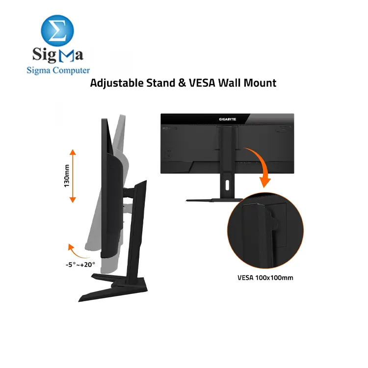 GIGABYTE - M34WQ - 34 IPS Ultrawide Gaming Monitor - WQHD 3440x1440 - 144Hz - 1ms MPRT - AMD FreeSync Premium - Type C KVM - HDMI DP Type C - Height Adjustable - Black.
