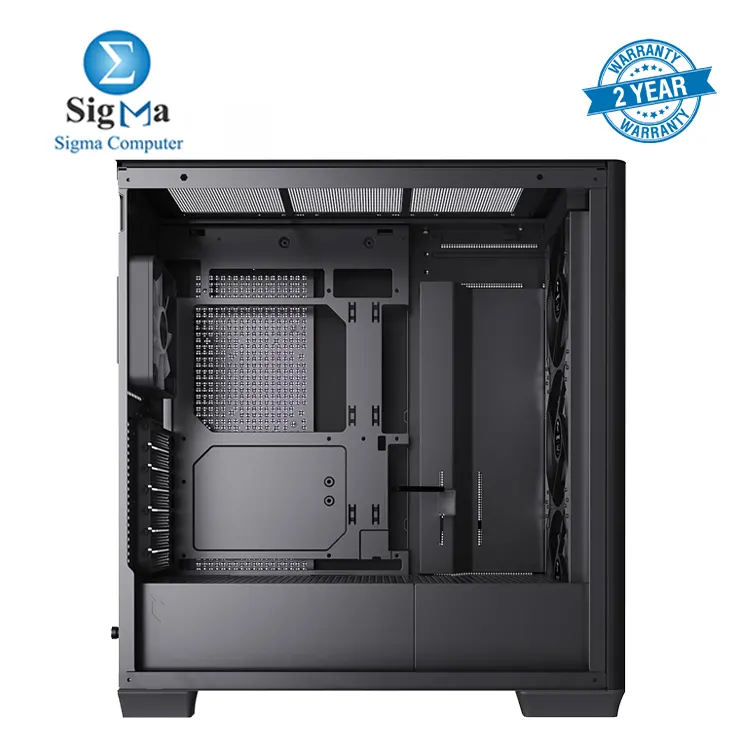 APNX C1-R Mid-Tower ATX Black PC Case  4 Included High Airflow APNX FP1 ARGB Fans  up to 11 Total Fan Slots  Top and Side 360mm Liquid Cooler Support  5-Port PWM ARGB Control Hub