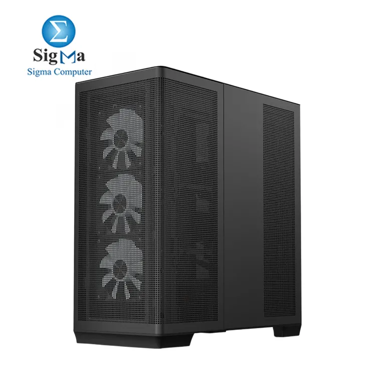 APNX C1-R Mid-Tower ATX Black PC Case  4 Included High Airflow APNX FP1 ARGB Fans  up to 11 Total Fan Slots  Top and Side 360mm Liquid Cooler Support  5-Port PWM ARGB Control Hub