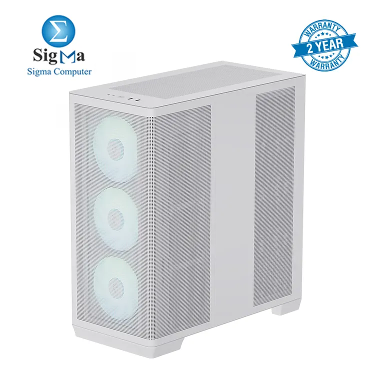 APNX C1 Mid-Tower ATX White PC Case  4 Included High Airflow APNX FP1 ARGB Fans  up to 11 Total Fan Slots  Top and Side 360mm Liquid Cooler Support  5-Port PWM ARGB Control Hub