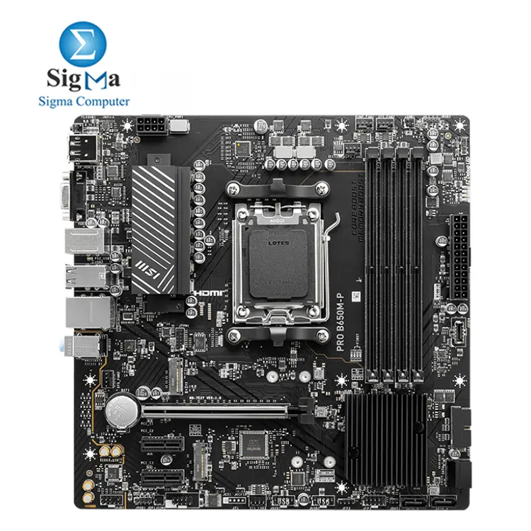 MSI PRO B650M-P mATX supports AMD Ryzen AM5  processors, DDR5 memory up to 7200+ MHz, PCIe 4.0, 2.5G LAN, Realtek ALC897 audio, and multiple M.2/SATA storage options