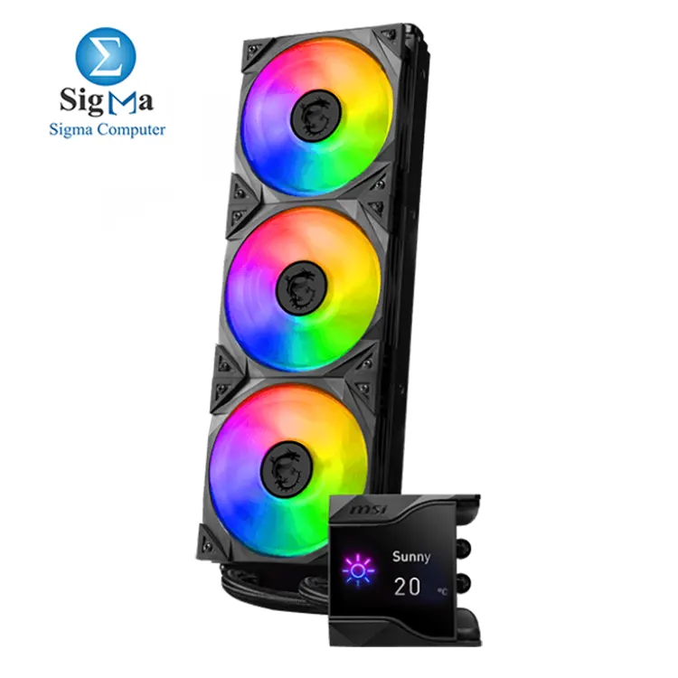 MSI MPG CORELIQUID D360, 360mm aluminum radiator, three 120mm ARGB fans, a 2.4