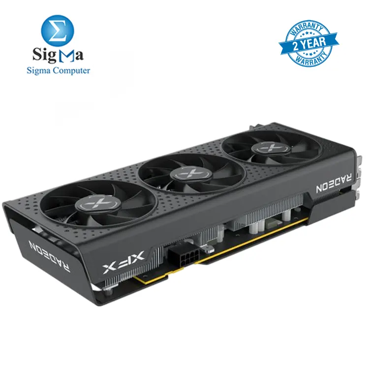 XFX SPEEDSTER QICK 308 AMD Radeon™ RX 7600 features 8GB GDDR6, 2048 stream processors, 3x DisplayPort 2.1, 1x HDMI 2.1, up to 2755 MHz boost clock, and supports AMD RDNA