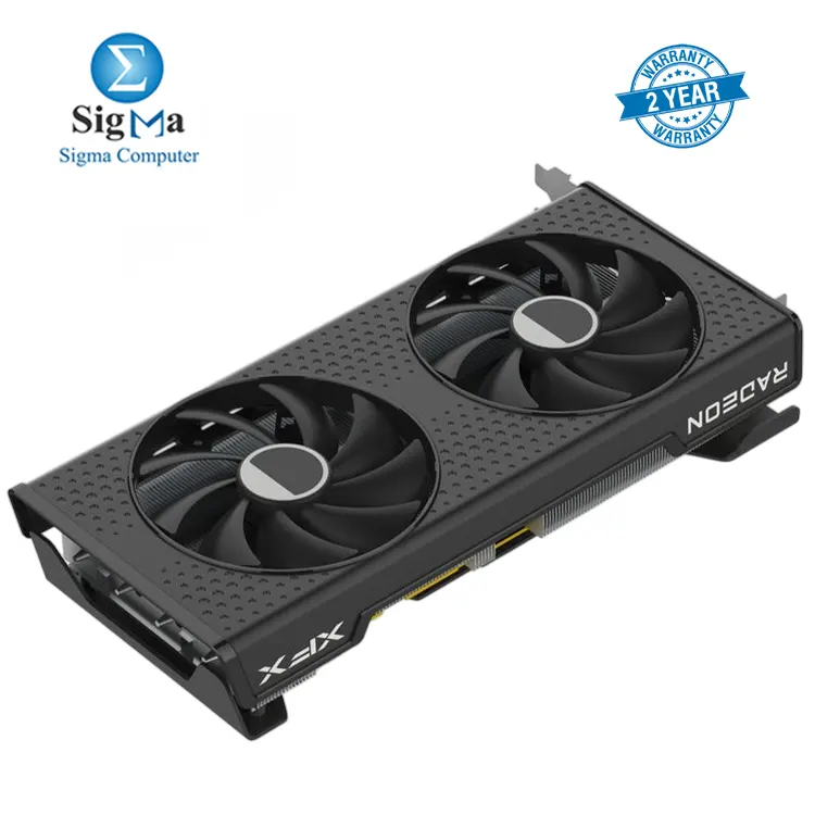 XFX SPEEDSTER SWFT 210 AMD Radeon™ RX 7600 XT 16GB GDDR6 memory, up to 2755 MHz boost clock, 2048 stream processors, 3x DisplayPort 2.1, 1x HDMI 2.1, and requires a 600W PSU with dual-fan cooling