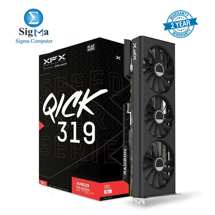 XFX SPEEDSTER QICK319 RX 7700 XT 12GB GDDR6 3456 stream processors PCI-E 4.0 3x DisplayPort 2.1 1x HDMI 2.1 700W PSU requirement XFX SPEEDSTER QICK319 RX 7700 XT 12GB GDDR6 3456 stream processors PCI-E 4.0 3x DisplayPort 2.1 1x HDMI 2.1 700W PSU requirement