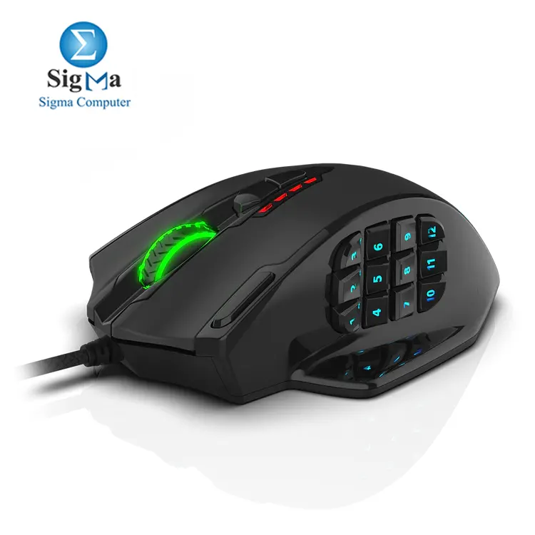 Redragon M908 Impact RGB LED MMO Gaming Mouse with 12 Side Buttons  Optical Wired Ergonomic Gamer Mouse with Max 12 400DPI  High Precision  20 Programmable Macro Shortcuts  Comfort Grip