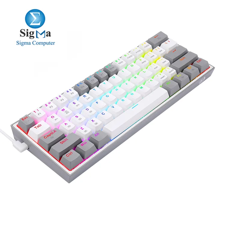 REDRAGON K616 Fizz Pro RGB 60  Wireless  Bluetooth Gaming Mechanical Keyboard     Red Switches  White Grey 