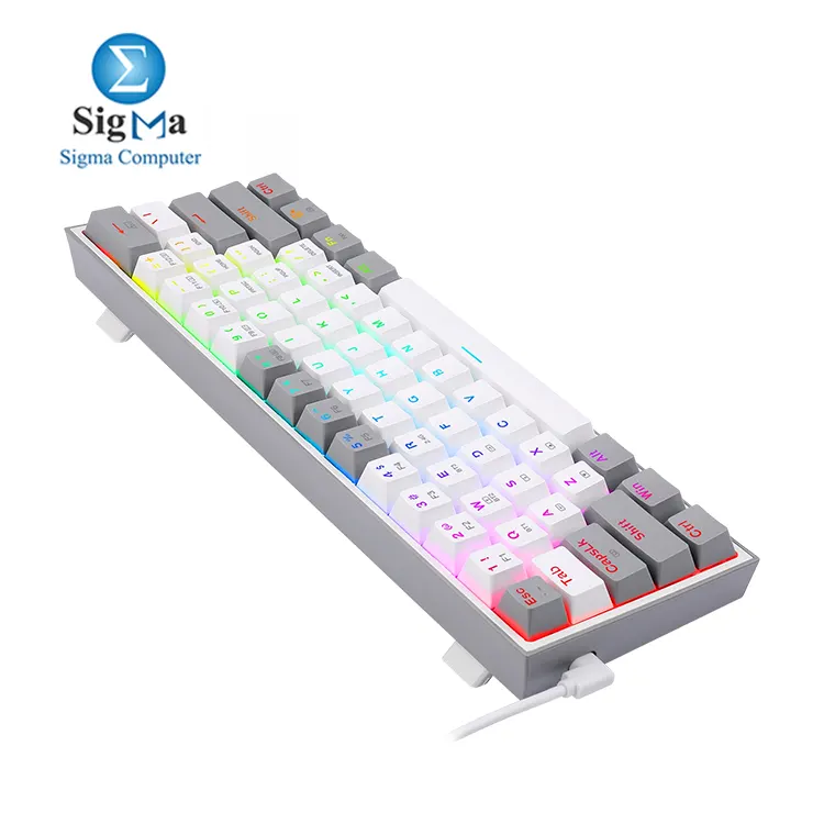 REDRAGON K616 Fizz Pro RGB 60  Wireless  Bluetooth Gaming Mechanical Keyboard     Red Switches  White Grey 