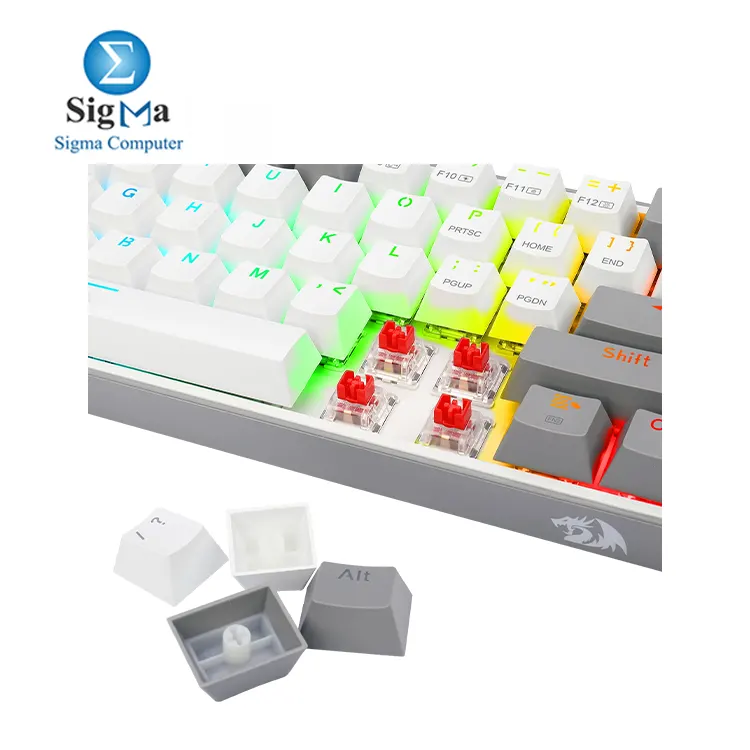 REDRAGON K616 Fizz Pro RGB 60  Wireless  Bluetooth Gaming Mechanical Keyboard     Red Switches  White Grey 
