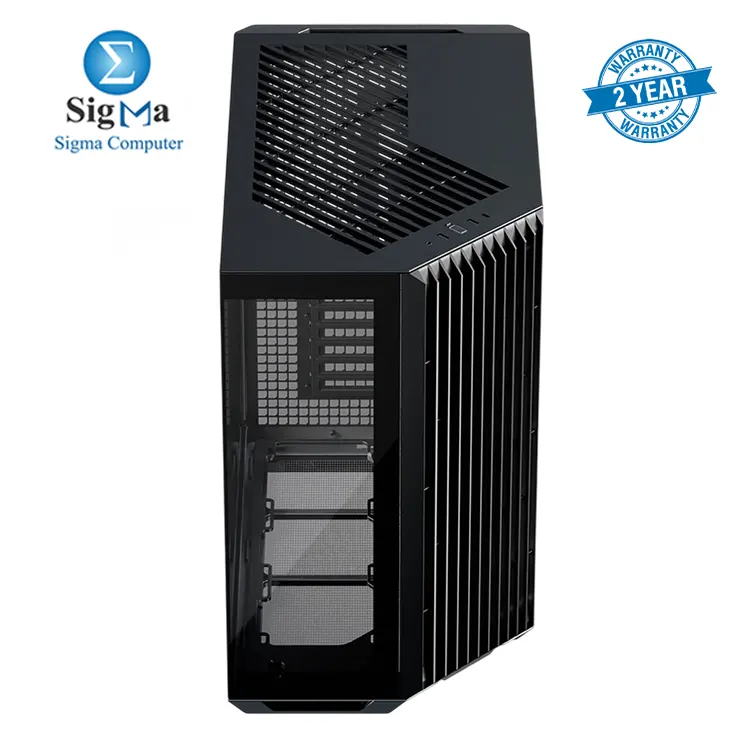 APNX V1 Dual-Chamber ATX Mid-Tower With 4x APNX-FP1-120 ARGB FAN PC Case Panoramic Glass Panels 10 Fan Slots 360mm Radiator Support Front Angular Intake 16cmx2 Fan Bracket GPU Mount Cable Management Type-C Black