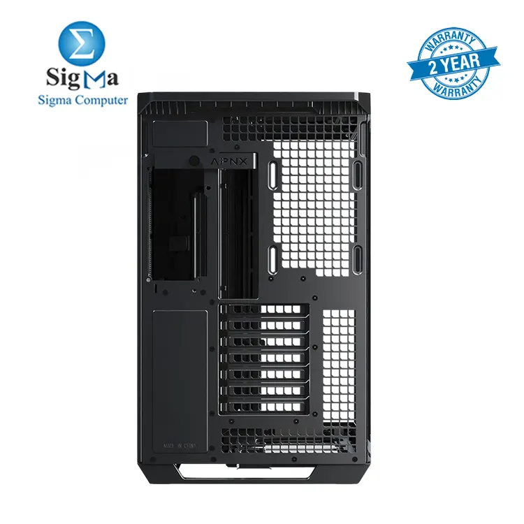 APNX V1 Dual-Chamber ATX Mid-Tower With 4x APNX-FP1-120 ARGB FAN PC Case Panoramic Glass Panels 10 Fan Slots 360mm Radiator Support Front Angular Intake 16cmx2 Fan Bracket GPU Mount Cable Management Type-C Black