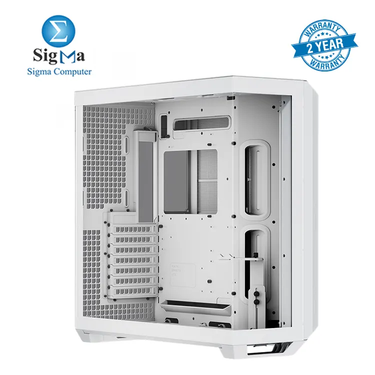 APNX V1 Dual-Chamber ATX Mid-Tower With 4x APNX-FP1-120 ARGB FAN PC Case Panoramic Glass Panels 10 Fan Slots 360mm Radiator Support Front Angular Intake 16cmx2 Fan Bracket GPU Mount Cable Management Type-C White