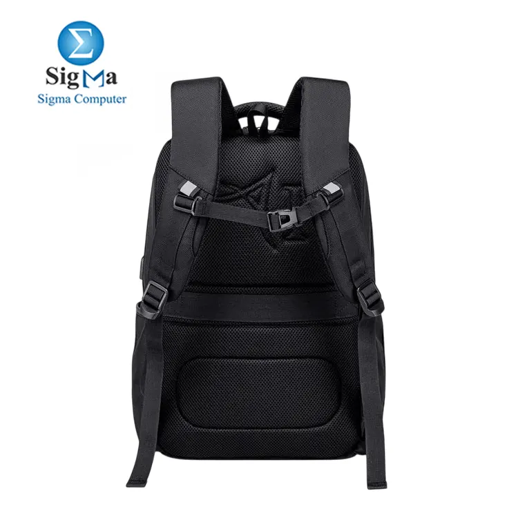 ARCTIC Hunter B00120 Laptop Bag 15.6      Black with waterproof Oxford cloth  shock-absorbing design  double shoulder straps  USB charging port  and a padded back for comfort