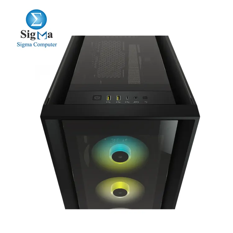 CORSAIR iCUE 5000X RGB Black Mid-Tower ATX Case     Supports ATX E-ATX  GPUs up to 400mm  CPU coolers up to 170mm  3x pre-installed iCUE RGB fans  up to 10x 120mm fans  360mm radiator support  2x 3.5      4x 2.5    drive bays  and USB 3.1 Type-C 