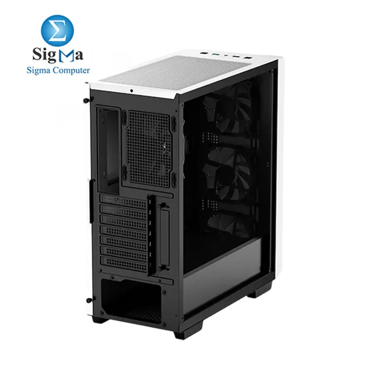 DeepCool CC560 WH Mid-Tower Case features a ventilated design  four pre-installed LED fans  support for up to 360mm radiators  163mm CPU coolers  370mm GPUs  and a tempered glass side panel
