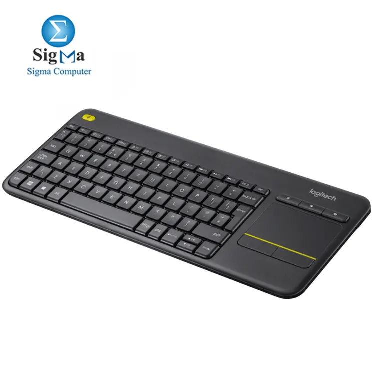 Logitech K400 Plus  Wireless  2.4GHz  10m range   built-in touchpad  2xAA batteries  18-month life   media keys  compatible with Windows  Android  and ChromeOS