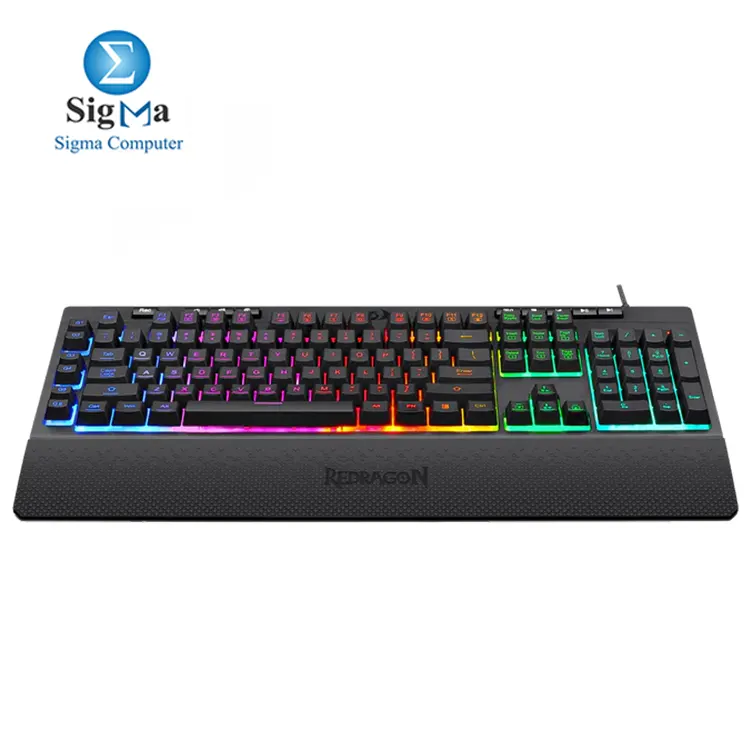 Redragon K512 SHIVA     RGB membrane gaming keyboard with 6 macro keys  8 media keys  full anti-ghosting  and detachable wrist rest
