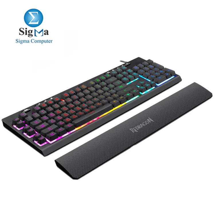 Redragon K512 SHIVA     RGB membrane gaming keyboard with 6 macro keys  8 media keys  full anti-ghosting  and detachable wrist rest