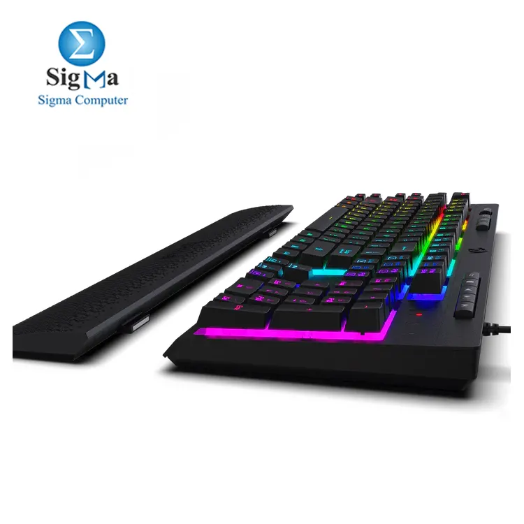 Redragon K512 SHIVA     RGB membrane gaming keyboard with 6 macro keys  8 media keys  full anti-ghosting  and detachable wrist rest