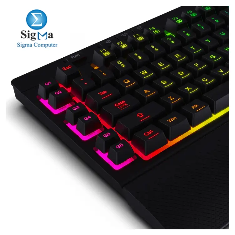 Redragon K512 SHIVA     RGB membrane gaming keyboard with 6 macro keys  8 media keys  full anti-ghosting  and detachable wrist rest