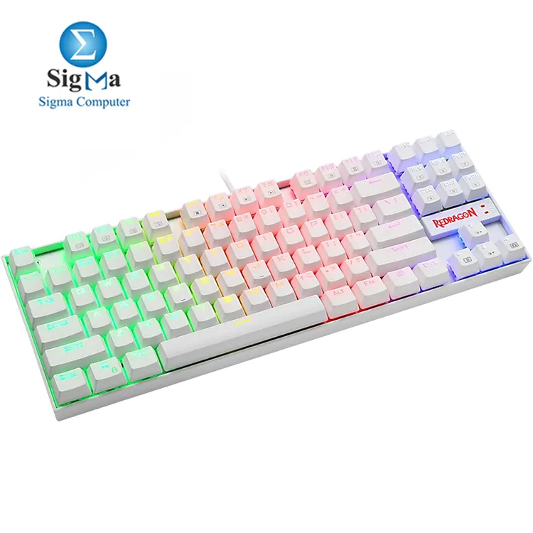 Redragon K552 KUMARA Red Switches RAINBOW LED Mechanical Gaming Keyboard WHITE