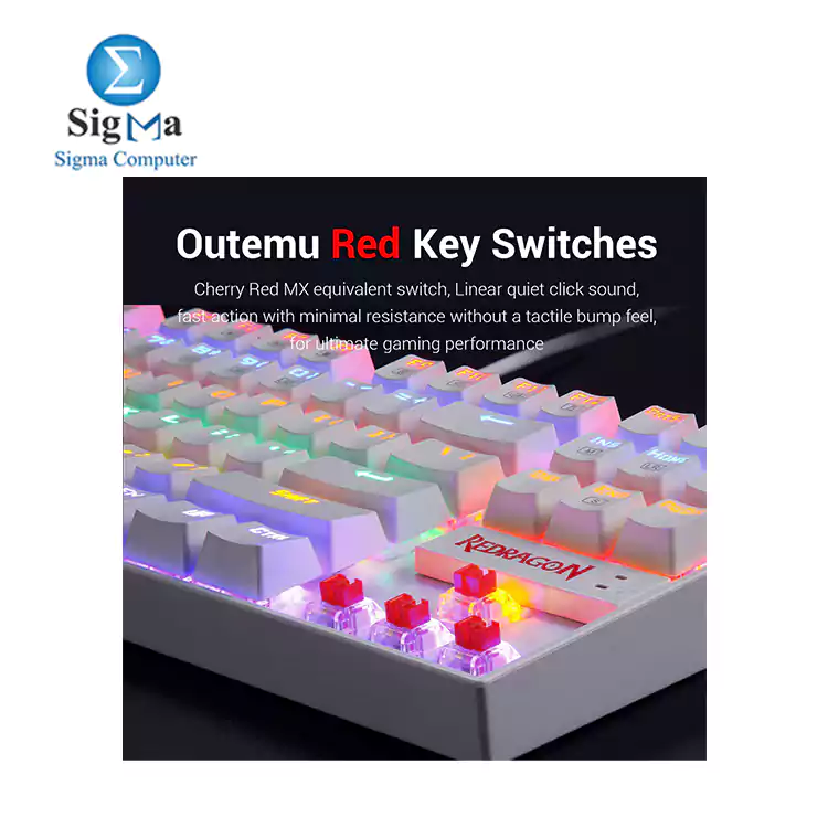 Redragon K552 KUMARA Red Switches RAINBOW LED Mechanical Gaming Keyboard WHITE