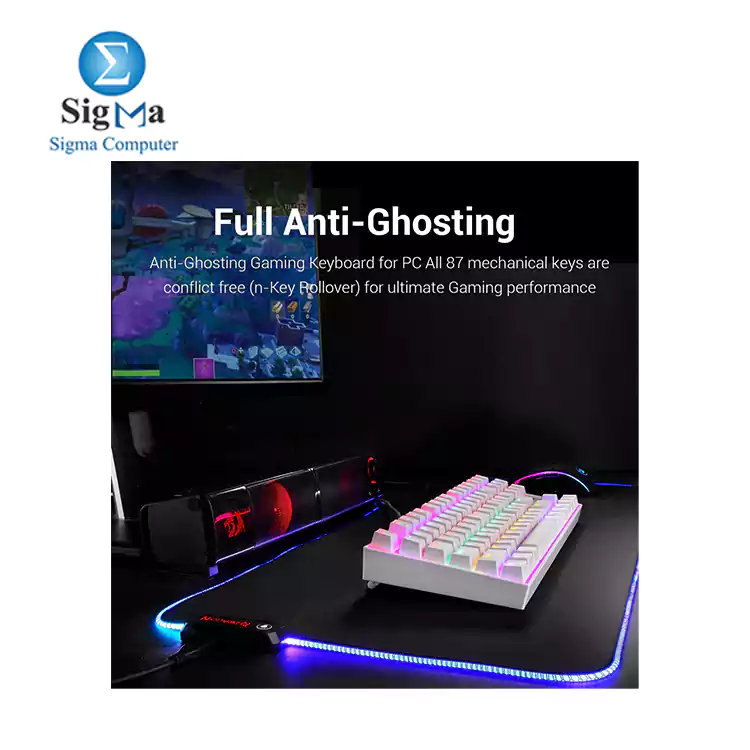 Redragon K552 KUMARA Red Switches RAINBOW LED Mechanical Gaming Keyboard WHITE