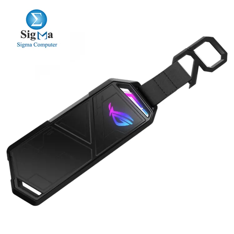 ROG Strix Arion Lite USB-C 3.2 Gen 2 enclosure for M.2 NVMe SSDs (2230–2280), tool-free design, aluminum casing, Aura Sync lighting, up to 10 Gbps speed