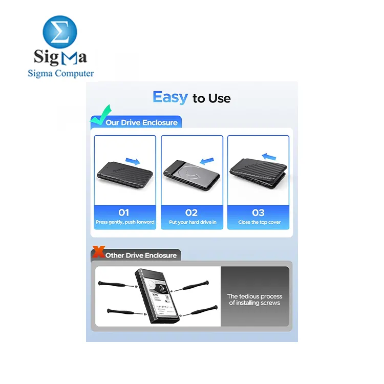 ORICO 2.5 inch External Hard Drive Enclosure USB 3.0 to SATA III for 7mm and 9.5mm SATA HDD SSD Tool Free  UASP Supported  Black