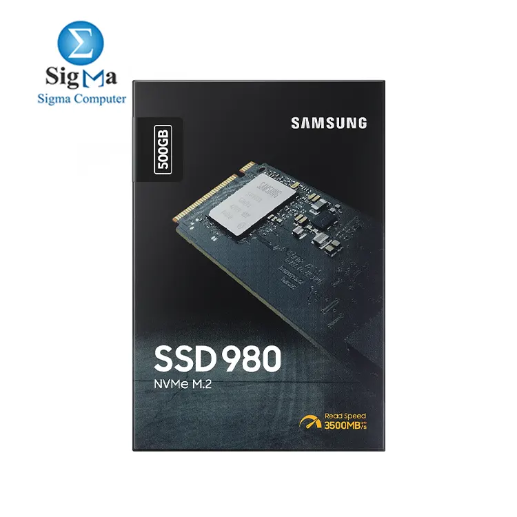 Samsung 980 500GB NVMe M.2 SSD: PCIe Gen 3.0 x4, sequential read up to 3,100 MB/s, write up to 2,600 MB/s, AES 256-bit encryption - MZ-V8V500BW