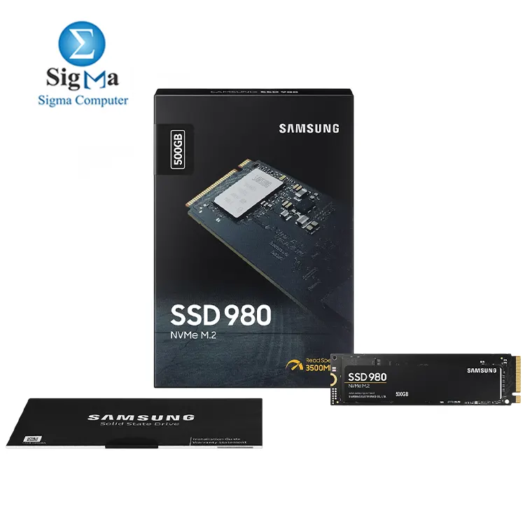 Samsung 980 500GB NVMe M.2 SSD: PCIe Gen 3.0 x4, sequential read up to 3,100 MB/s, write up to 2,600 MB/s, AES 256-bit encryption - MZ-V8V500BW