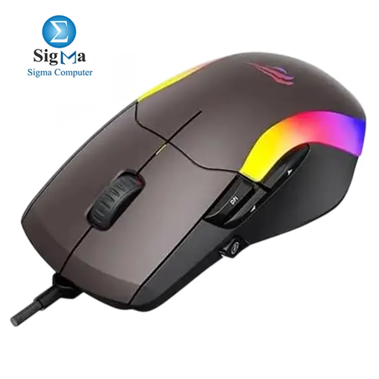 Havit MS959S RGB Wired Gaming Mouse, optical sensor, customizable DPI up to 10000, 8 programmable buttons, ergonomic ambidextrous design, RGB lighting