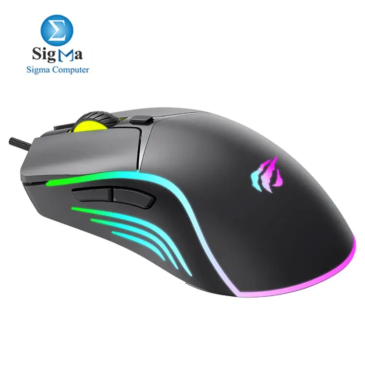 Havit MS1029 RGB Wired Gaming Mouse with 6 programmable keys, 800–7200 DPI, RGB lighting, and ergonomic design